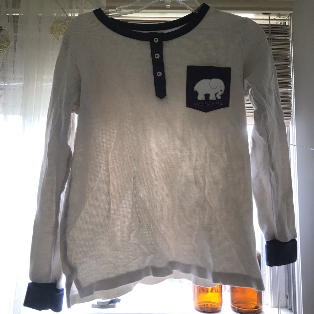 light grey and navy blue Ivory Ella henley shirt